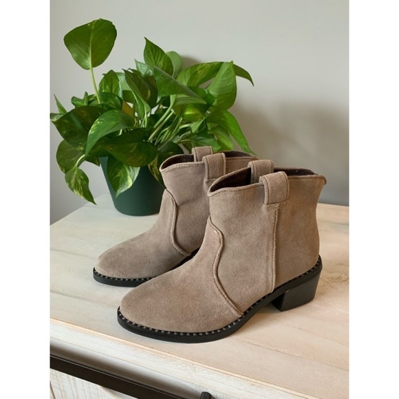 Jeffrey Campbell Shoes - JEFFREY CAMPBELL Konda Taupe Suede Ankle Booties
